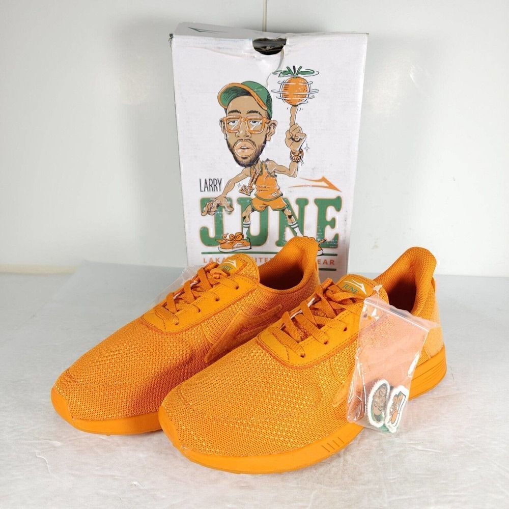Lakai Men's Lary June EVO US 8 Orange Mesh Law Top Sneakers Shoes NWB